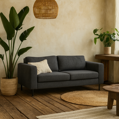 San Sebastian 2 Seater Sofa Upholstered Dark Grey and Basel Fabric