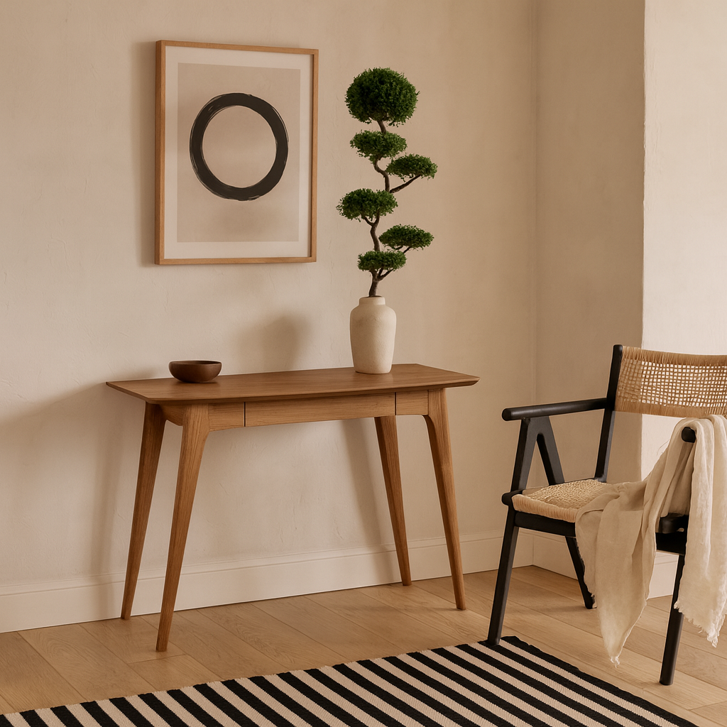 Milan Oak Veneer Desk with Integrated Drawer