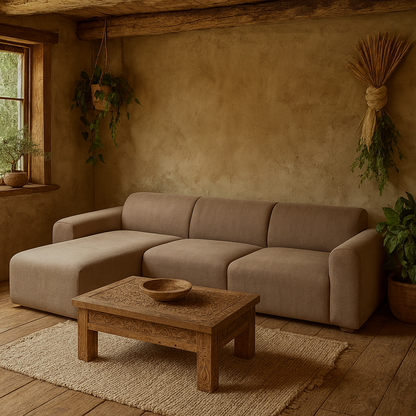 Bilbao Boucle Beige 3 Seater Chaise Longue Sofa Left Hand