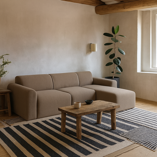 Bilbao Boucle Beige Chaise Longue Sofa 3 Seater Right Hand