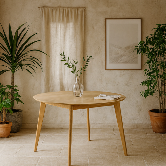 Marseille 120cm Round Oak Veneer Dining Table