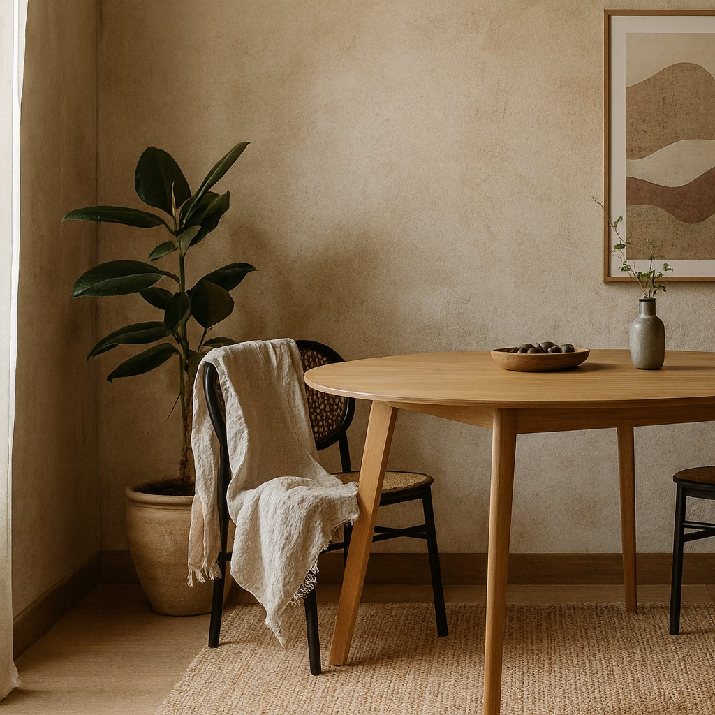 Marseille 120cm Round Oak Veneer Dining Table