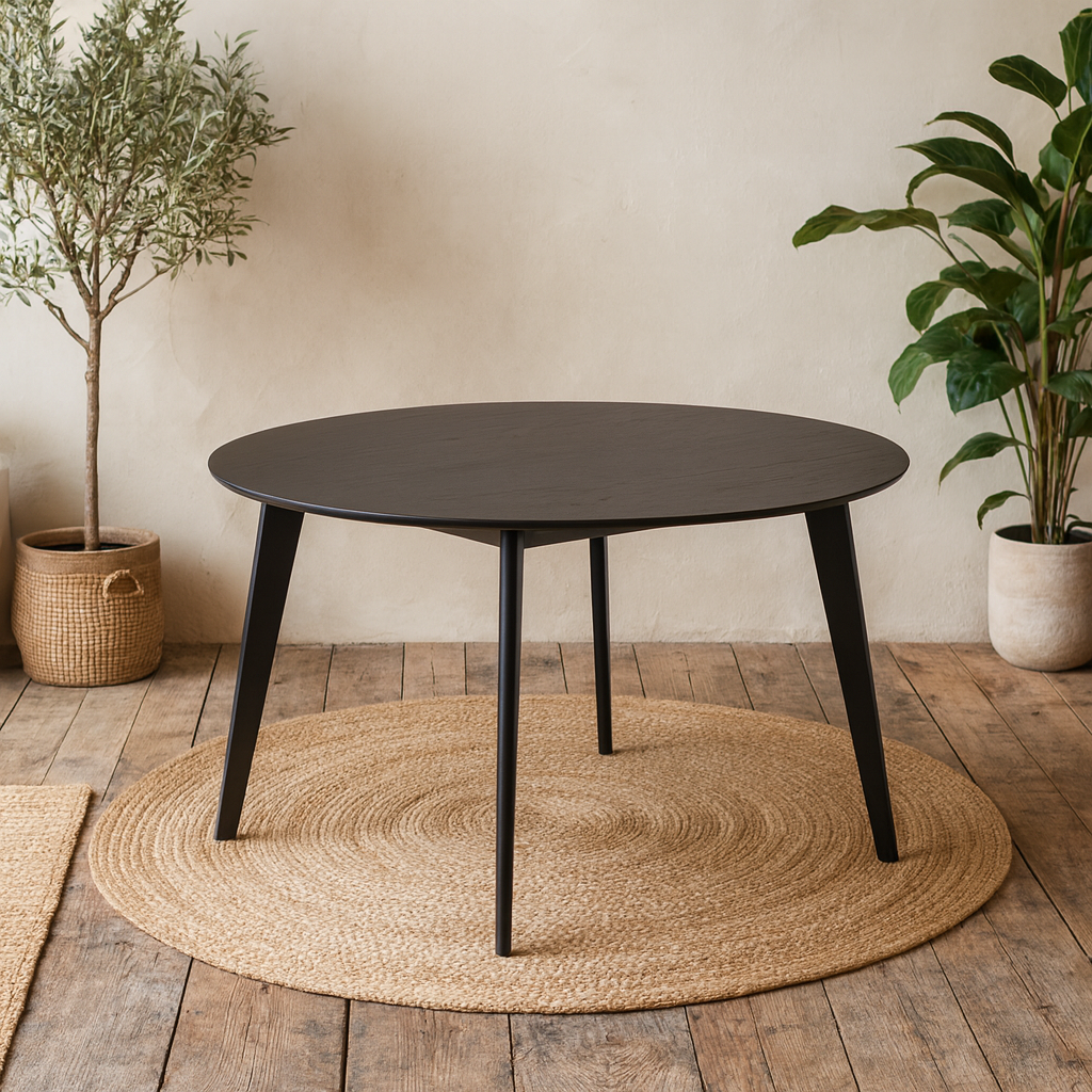 Marseille Round Black Oak Veneer Dining Table 120cm