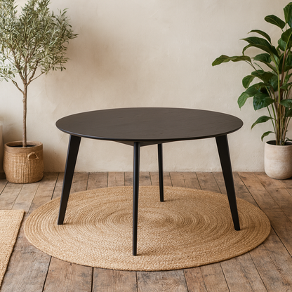 Marseille Round Black Oak Veneer Dining Table 120cm