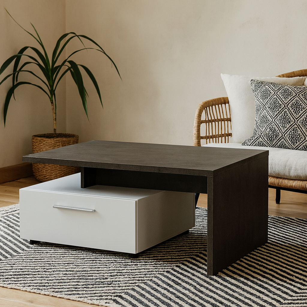 Nantes Grey and White Coffee Table 2 Drawers