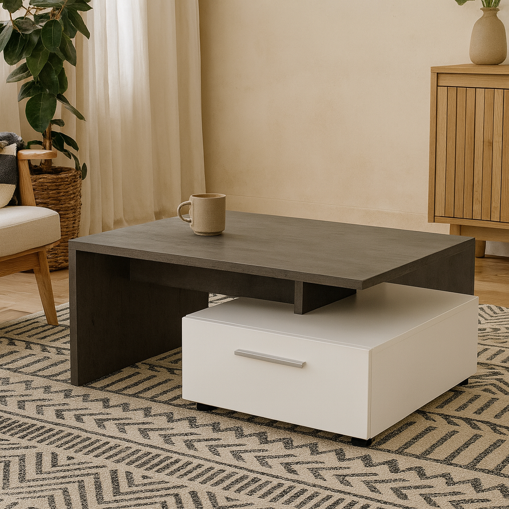 Nantes Grey and White Coffee Table 2 Drawers