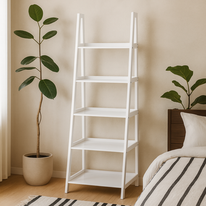 Florence White Step Ladder Bookcase 5 Shelves