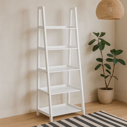 Florence White Step Ladder Bookcase 5 Shelves