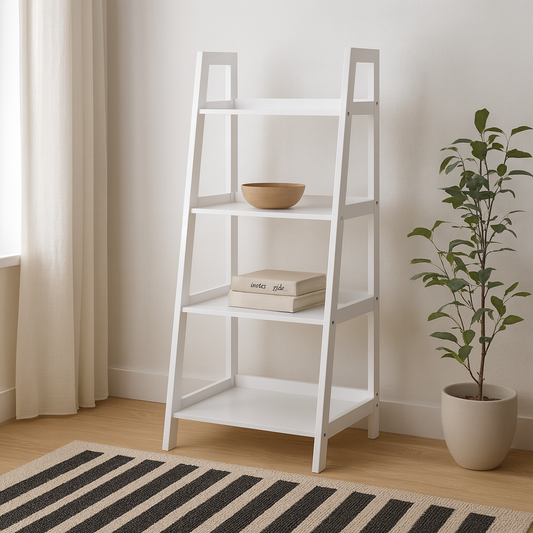 Florence White Step Ladder Bookcase 4 Shelves