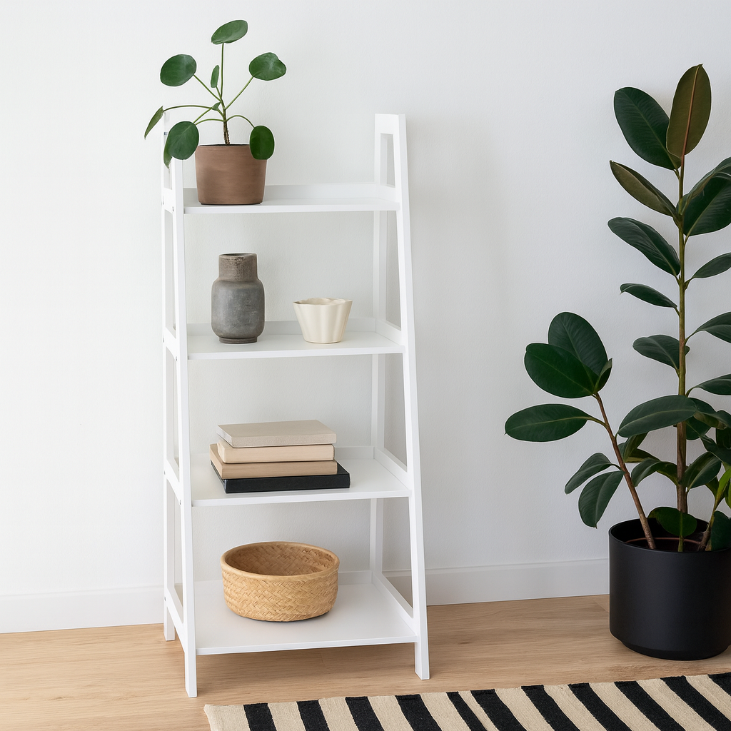 Florence White Step Ladder Bookcase 4 Shelves