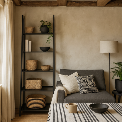 Florence Black Step Ladder Bookcase 5 Shelves