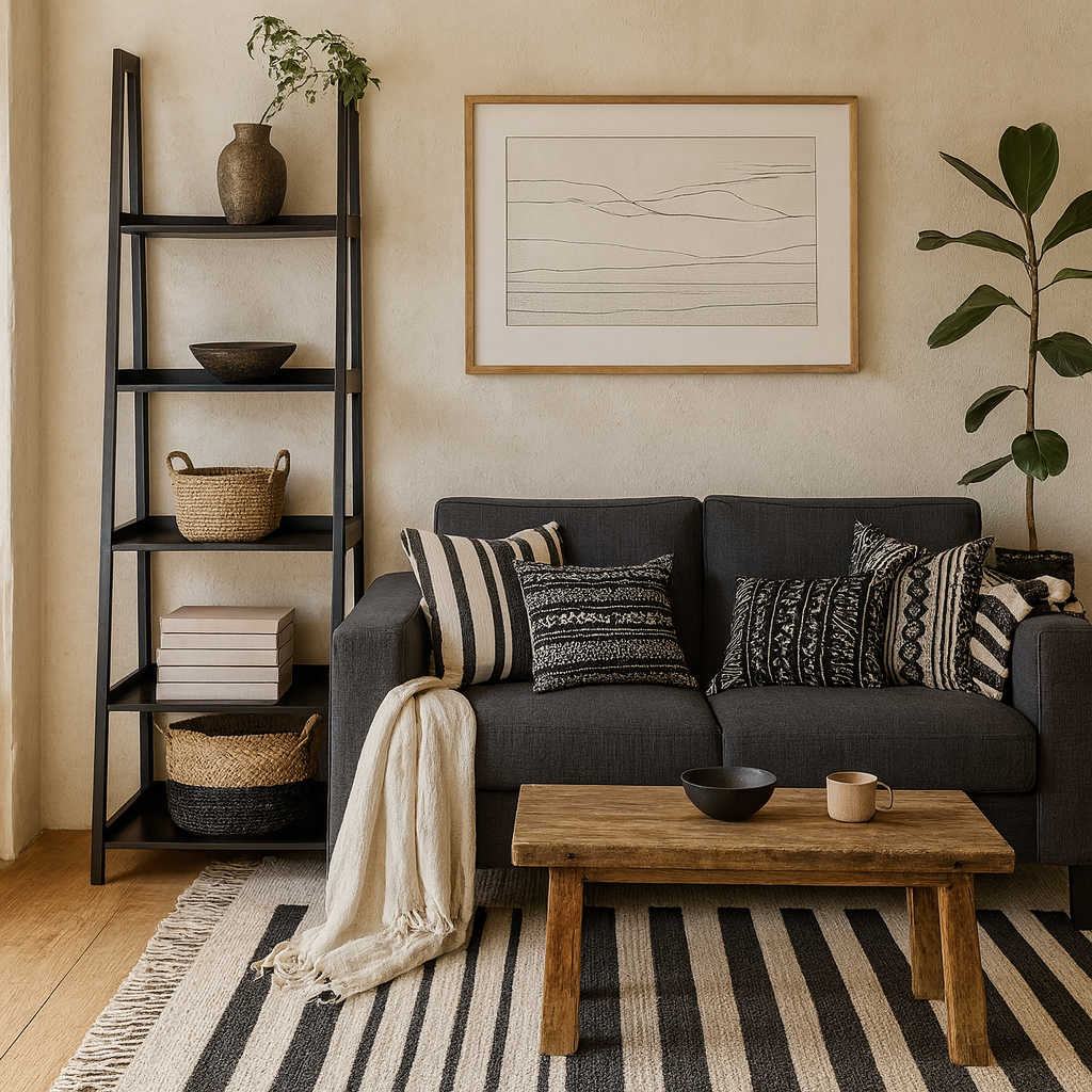 Florence Black Step Ladder Bookcase 5 Shelves