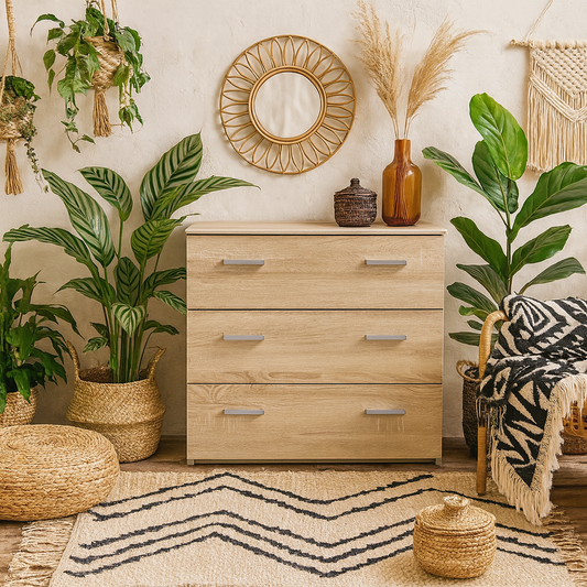 Berlin Light Oak Effect Chest of 3 Drawers