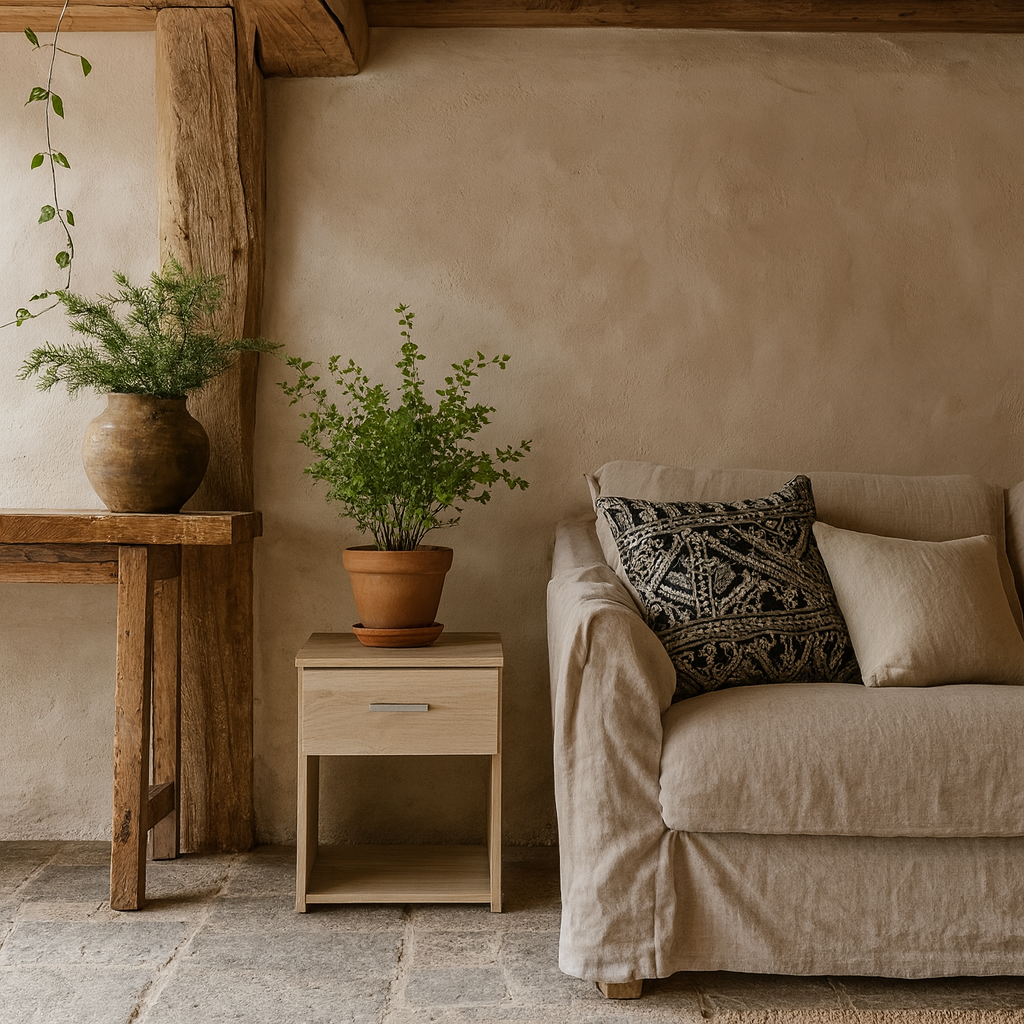 Berlin Oak Effect 1 Drawer Open Shelf Bedside Table