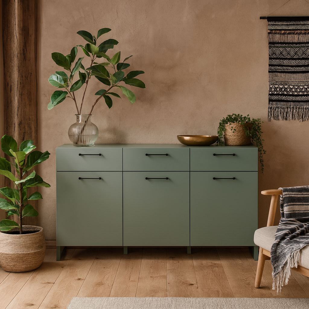 Innsbruck Sage Green Wooden 3 Door 3 Drawer Storage Chest