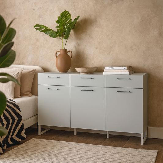 Innsbruck Light Grey Wooden 3 Door 3 Drawer Storage Chest