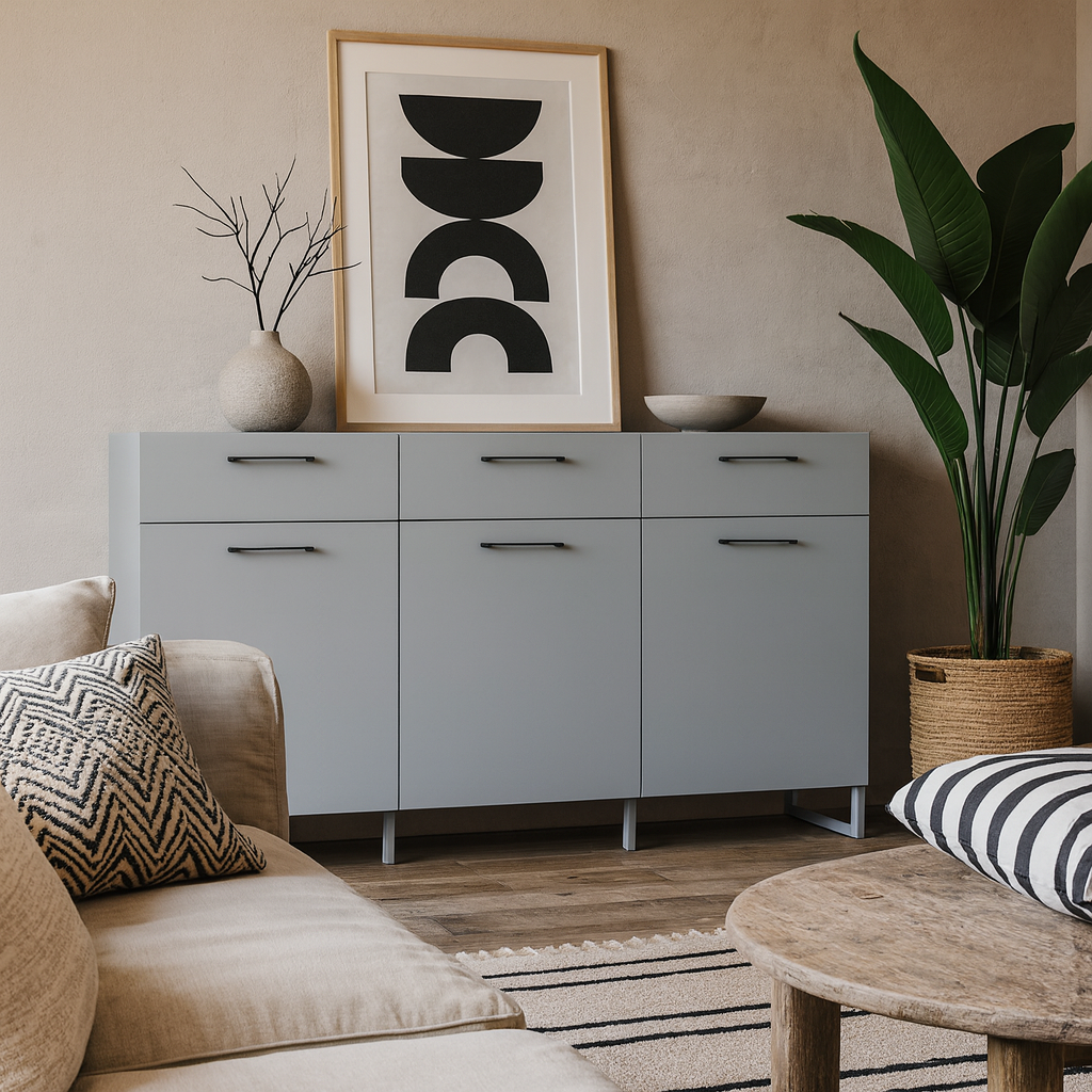 Innsbruck Light Grey Wooden 3 Door 3 Drawer Storage Chest