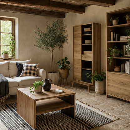 Athens Natural Oak Wood Effect Coffee Table with Shelf