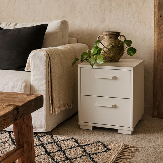 Stuttgart Gloss White Bedside Table 2 Drawers