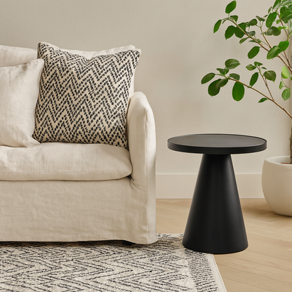 Hamburg Round Black Ceramic Coffee Table with Conical Steel Base