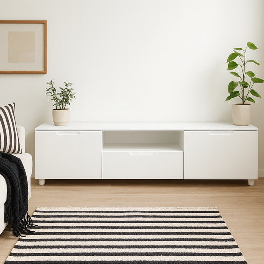 Leipzig White Gloss TV Unit 2 Doors 1 Drawer