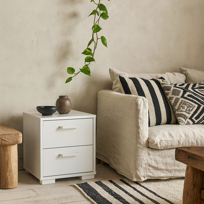 Stuttgart Gloss White Bedside Table 2 Drawers