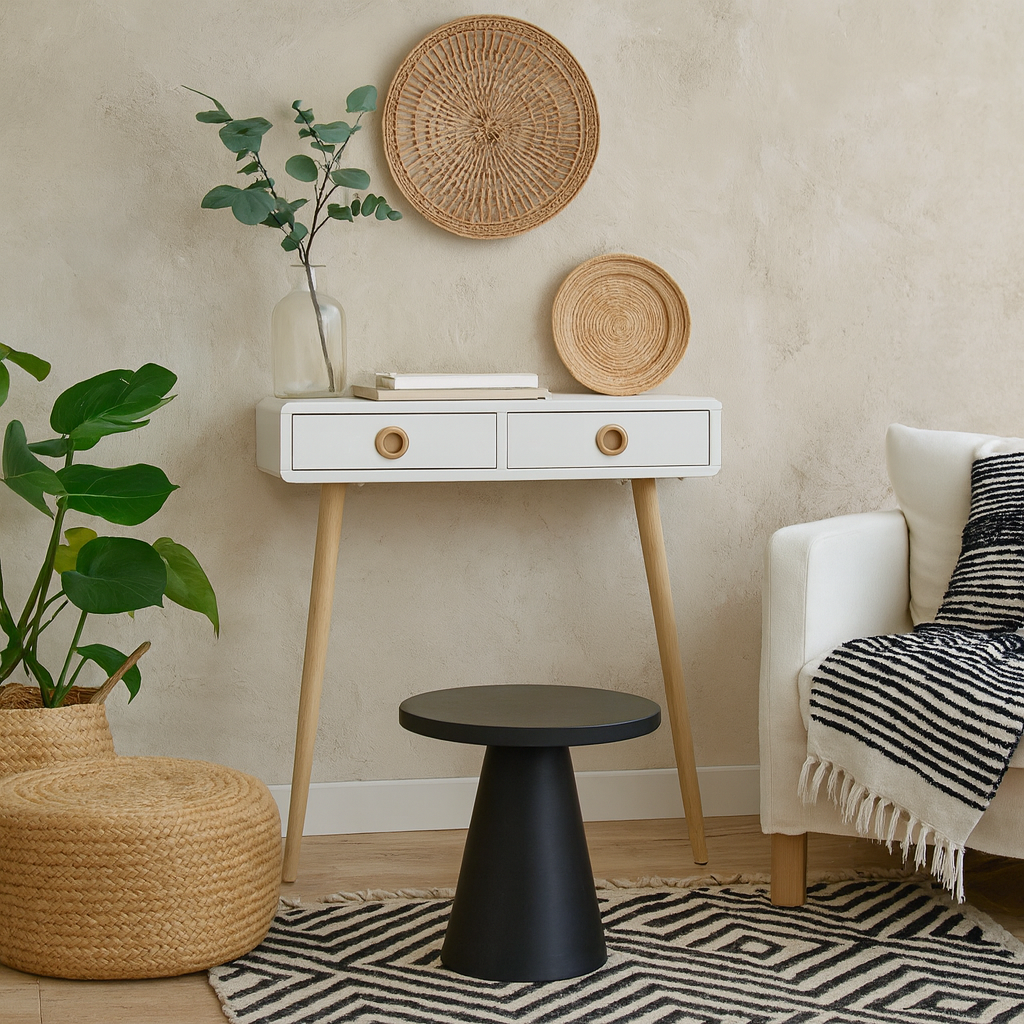 Hanover Off White Mid Century Hall Console Table