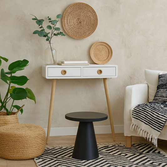 Hanover Off White Mid Century Hall Console Table