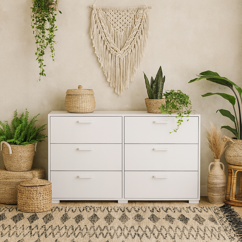 Stuttgart Gloss White Chest of 6 Drawers