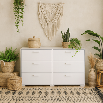 Stuttgart Gloss White Chest of 6 Drawers