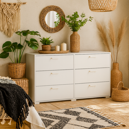 Stuttgart Gloss White Chest of 6 Drawers