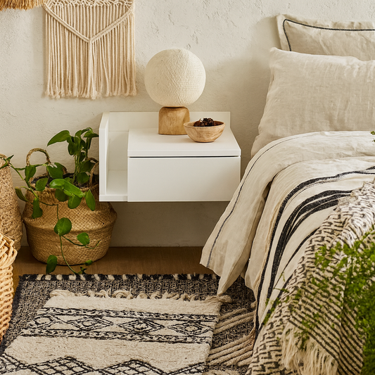 Sydney 1 Drawer Wall Mounted White Square Bedside Table