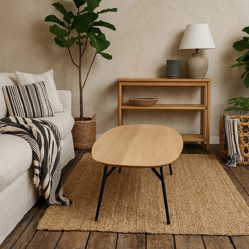 Johannesburg Rectangular Natural Oak Coffee Table Round Edges