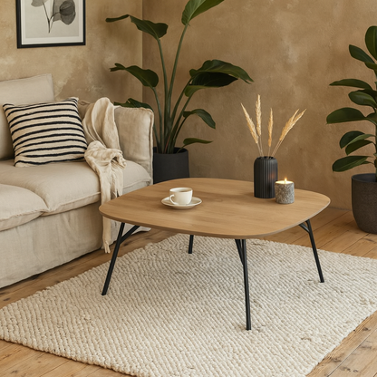 Johannesburg Square Natural Oak Coffee Table Round Edges