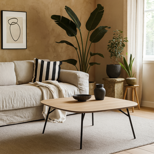 Johannesburg Square Natural Oak Coffee Table Round Edges