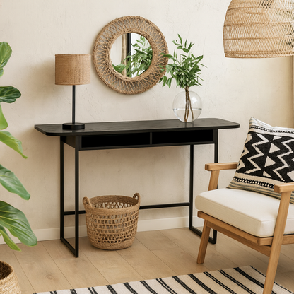 Cape Town 2 Shelves Black Oak Console Table