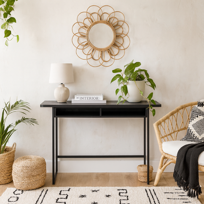 Cape Town 2 Shelves Black Oak Console Table