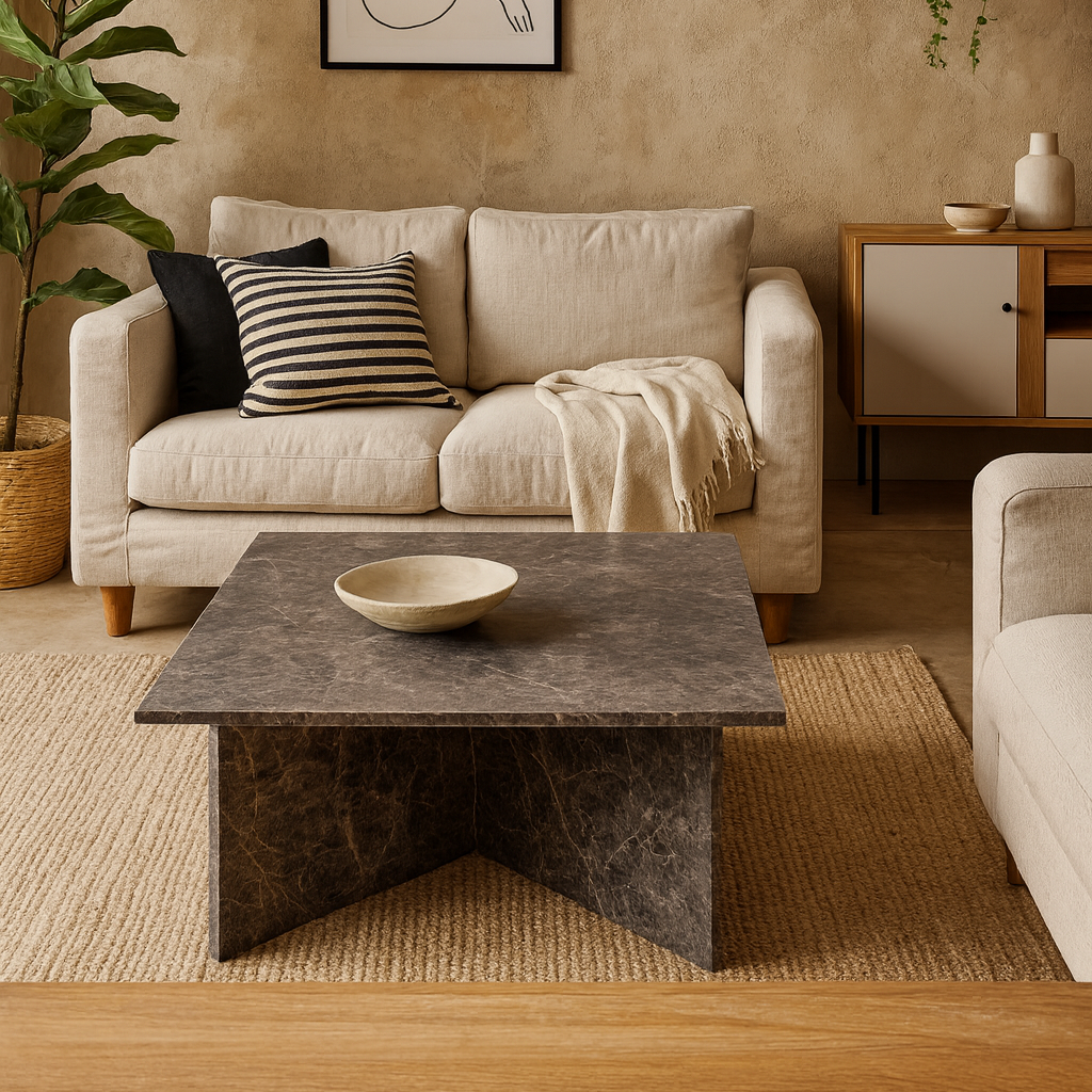 Singapore Brown Marble Square Coffee Table