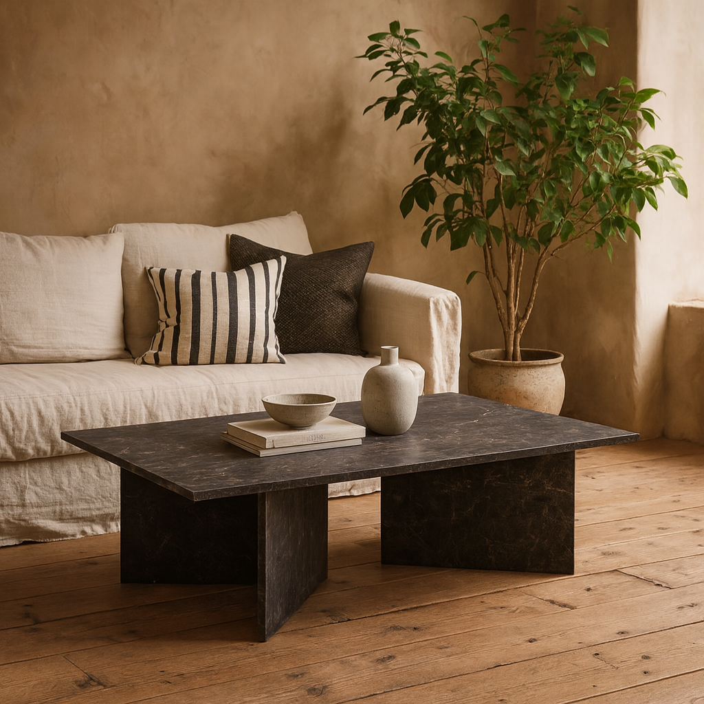 Singapore Brown Marble Modern Rectangular Coffee Table