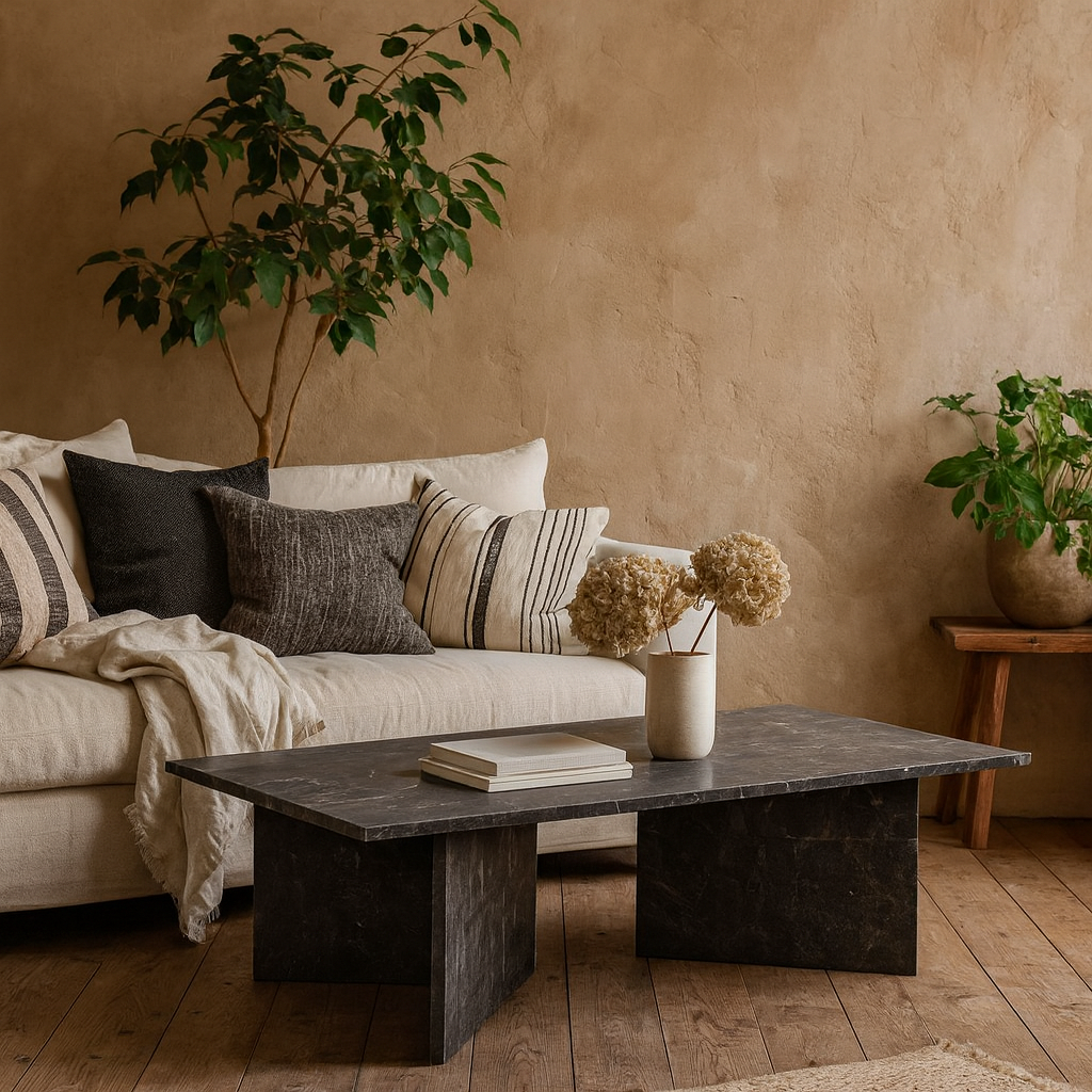 Singapore Brown Marble Modern Rectangular Coffee Table