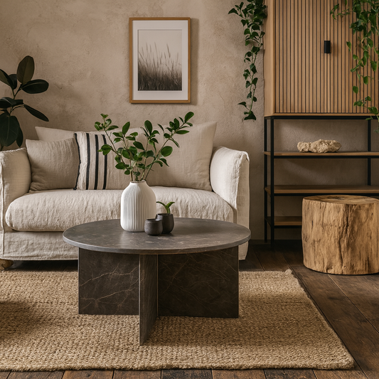 Singapore Brown Marble Round Coffee Table