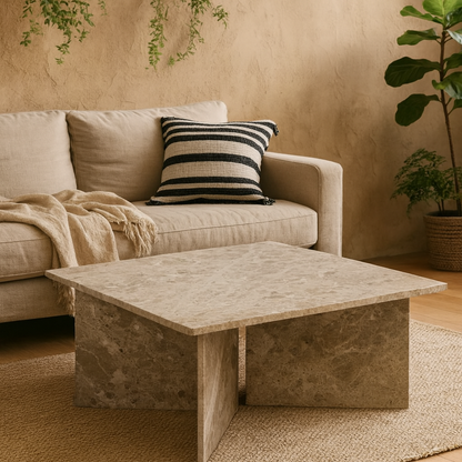 Singapore Latte Brown Marble Square Coffee Table