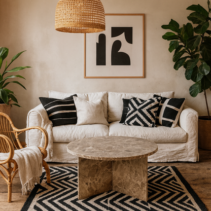 Singapore Latte Brown Marble Round Coffee Table