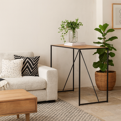 El Paso Black Metal and Wild Oak Veneer Bar Table