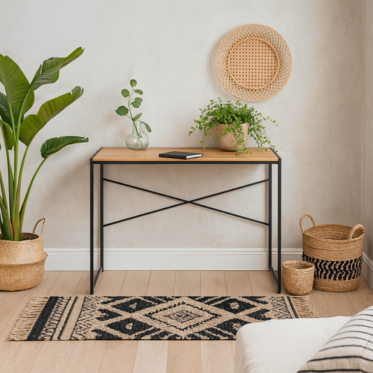 El Paso Black Metal and Wild Oak Veneer Desk