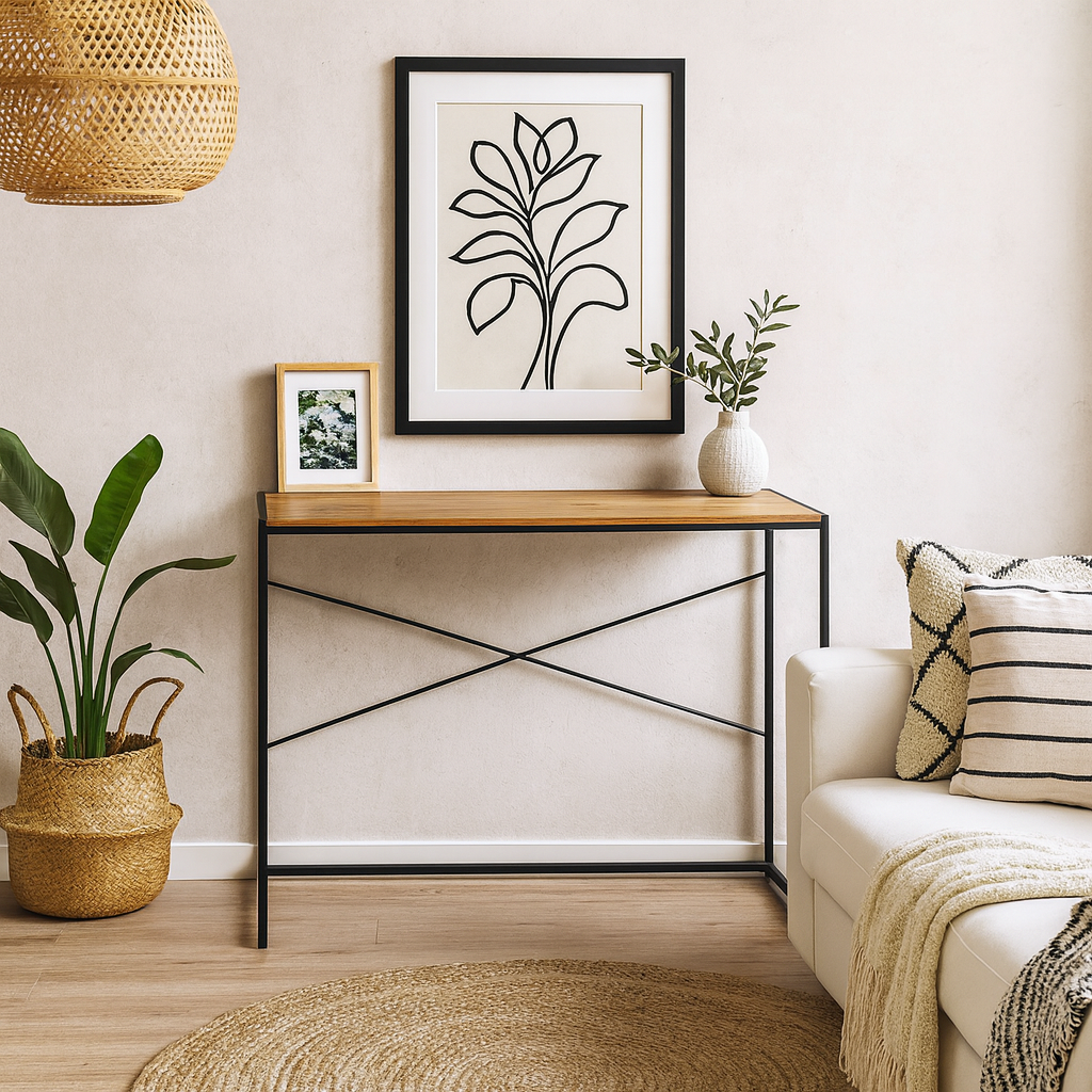 El Paso Black Metal and Wild Oak Veneer Desk