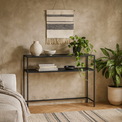 El Paso Black Metal and Wood Console Table