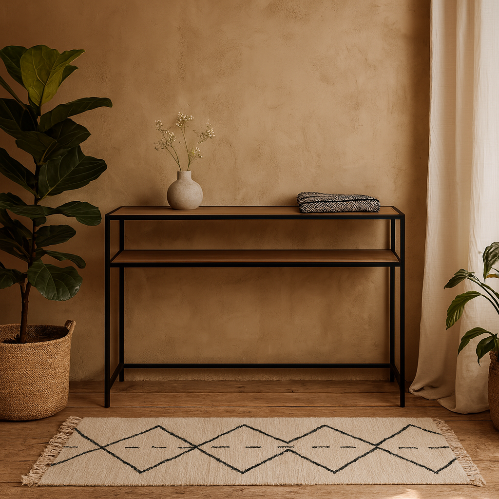 El Paso Black Metal and Wild Oak Veneer Console Table