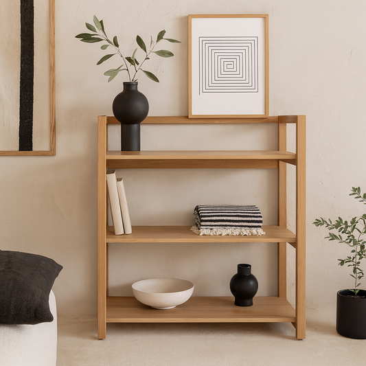 Kigali Rectangular 3 Shelves Oak Bookcase