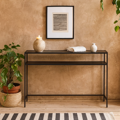 El Paso Black Metal and Wood Console Table